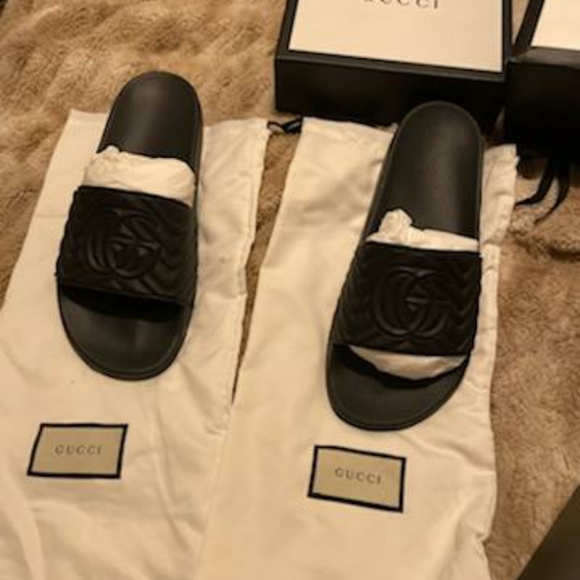 Gucci Shoes Gucci Mens Size 1 Black Slides Poshmark